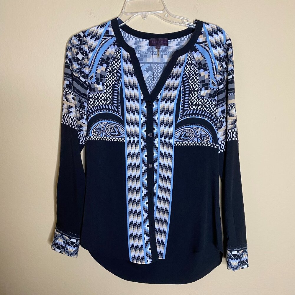 hale bob button down print blouse